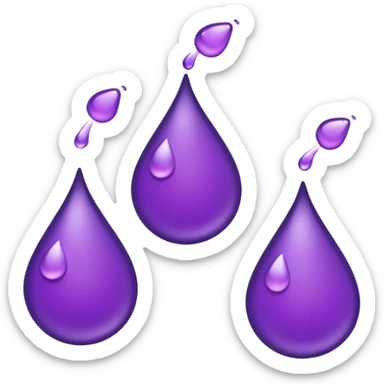 3 purple Drops with kool aids signature color, Juicy , no faces, just like the drops emoji 💦, just singular no extras, spraying left sticker