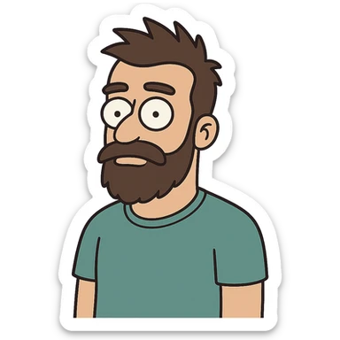 flat design style man with beard and spiky hairstyle sticker