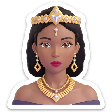 glamorous, thick African American woman with dark brown skin, straight black hair, makeup, gold jewelry, diamonds, confident and stylish sticker