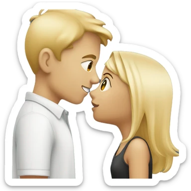 Blonde girl kissing brunet boy sticker