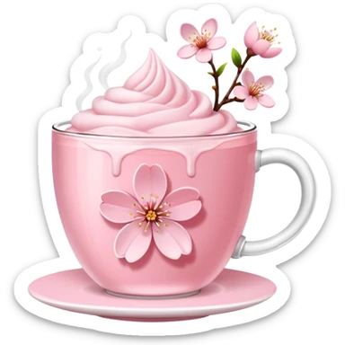 Cute Pastel pink Cherry Blossom Sakura Tea sticker