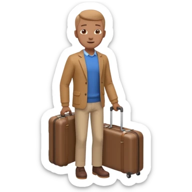 man carrying a suitcase portrait, head and shoulders only, suitcase handle visible near shoulder, casual travel outfit, confident expression, travel vibe, 3D cartoon style, mobile game icon style, clean background, no text, no watermark sticker