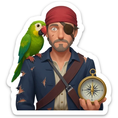 pirate and parrot sticker