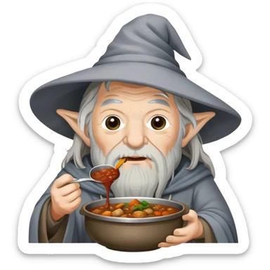 Gandalf eating stew hotchpotch sticker