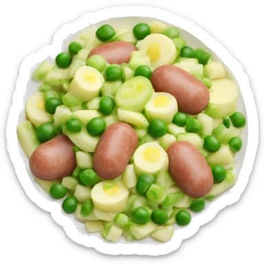 Russian salad Olivier sausage, peas, cucumbers, potatoes sticker