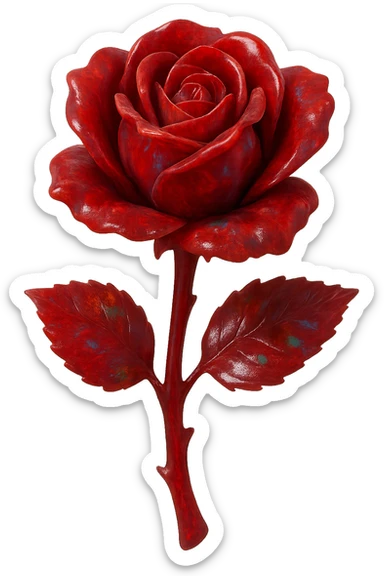 red Opal crystal rose flower, remove background sticker