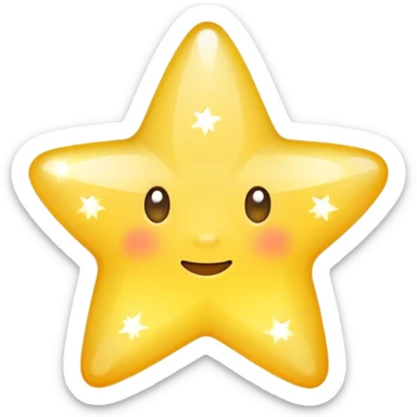 Generate a high-quality 3D cartoon-style emoji of a yellow sparkling star, glittering and shining effect, smooth gradient colors, rounded and cute appearance, no human faces, simple white background, high-resolution.

 sticker