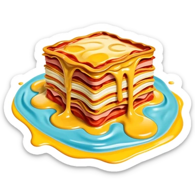 surreal salvadore dali style melting spam lasagna landscape sticker