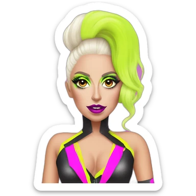 Lady Gaga with crazy neon outfit and makeup  sticker