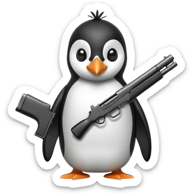Penguin with gun sticker