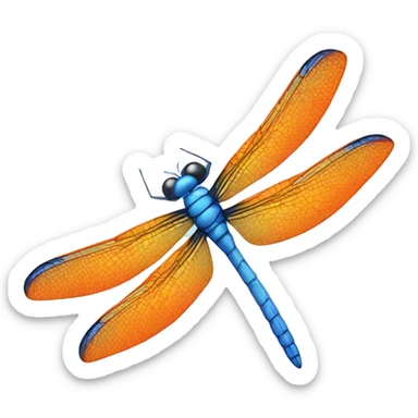Orange blue dragonfly sticker