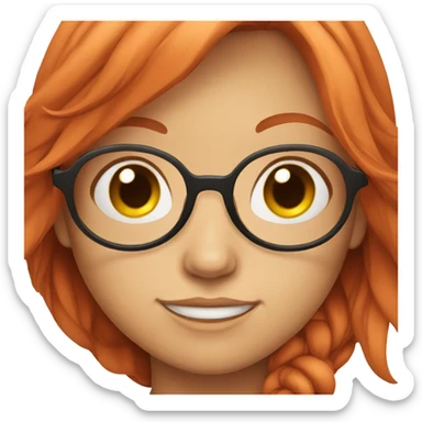 a red-headed girl with round glasses  sticker