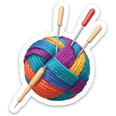 ball of wool with 2 knitting needles sticker