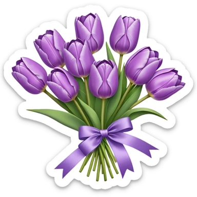 light purple tulip bouquet with ribbon sticker