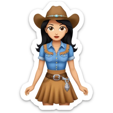 A women with black hair dress like a cowgirl dress sticker