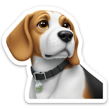 Beagle with the littlest white patch of fur by his nose and he’s in the snow and show his whole body with snow in the back sticker