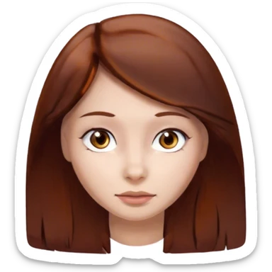 The girl emoji with dark auburn hair, brown eyes and pretty sticker