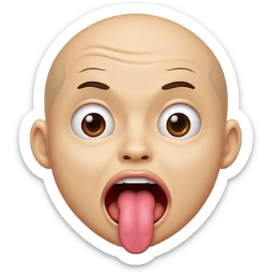 A shaking head emoji with tounge out looking crazy sticker