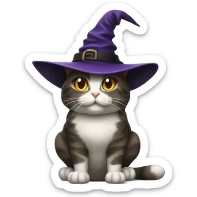 A cat with a witch hat  sticker