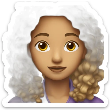 Mujer 35 años, delgada, pelo largo rizado castaño sticker