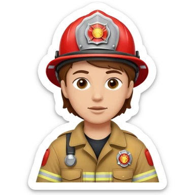 Fire fighter with brown hair sticker