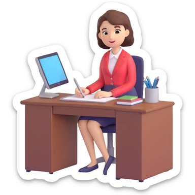 everyday routine of an online english teacher who is a woman sticker