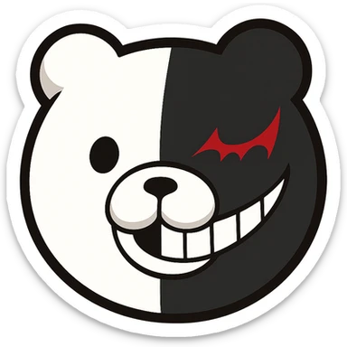 Danganronpa style emoji of Monokuma sticker