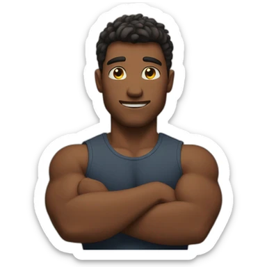 Guy flexing arms sticker