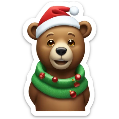 bear wearing christmas stuff sticker
