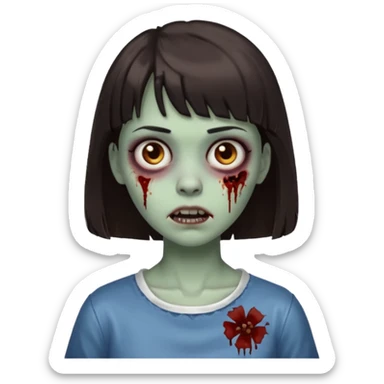 zombie girl emoji dark brown hair and short bangs sticker