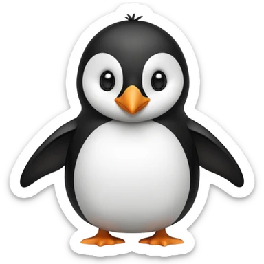 a penguin with crow features, emoji style sticker