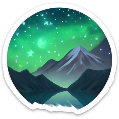 starry mountain night reflection sticker