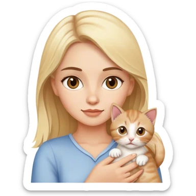 loira olhos castanhos com um gatinho no colo sticker