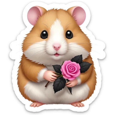 Hamster with a black rose sticker