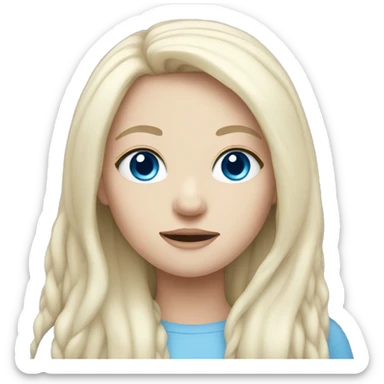 pale girl with long black hair and blue eyes  sticker