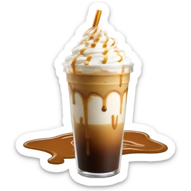 Caramel iced coffee with whipped cream and caramel drizzle sticker