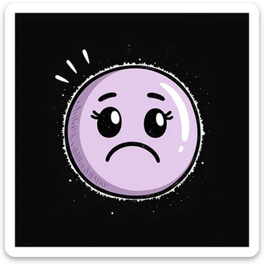 sad smiley face with downturned eyes, hand-drawn chalk style, soft lilac color palette, rough doodle-like texture, pastel chalk on dark surface, aesthetic, emotional, suitable for Telegram channel sticker