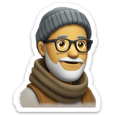 bearded guy with scarf in the head and glasses sticker