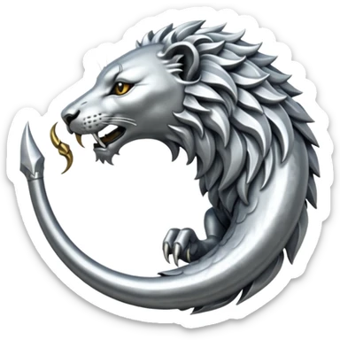 Silver Elder Scrolls Online Lion eating its tail Ouroboro sticker