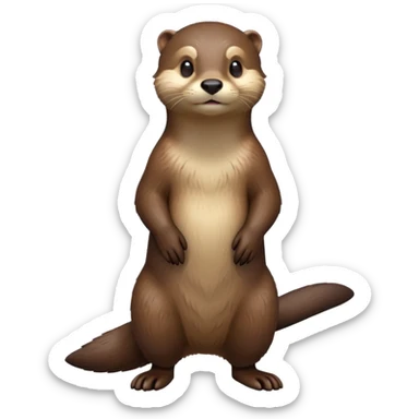 cinematic-noble [otter]-realistic-full-body-standing-emoji,-tail-tucked-close,-head-tilted-dramatically,-sleek-[brown]-fur,-simplified-yet-realistic-focused-features,-highly-detailed,-glowing-with-an-almost-sarcastic-glow  sticker