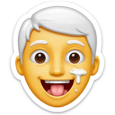 Spilt white glue on their face and smiling with their tongue out sticker