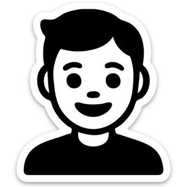 iOS memoji of a teen smiling, wearing black shirt sticker