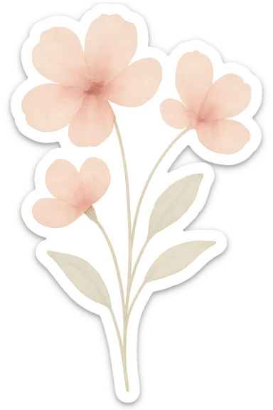 pink flowers, watercolor style sticker