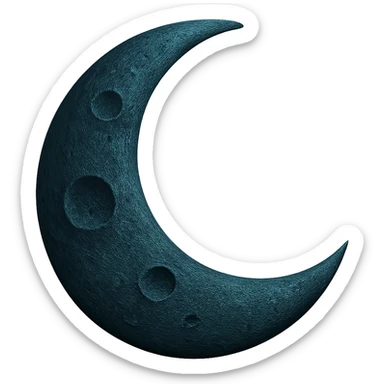 Make this moon more realistic with subtle craters and natural shading, keeping the dark cyan color. No background, transparent. sticker