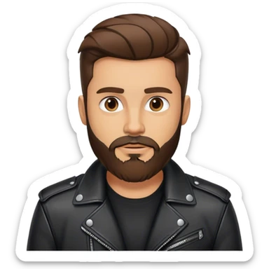 Brunette man with a beard wearing a leather jacket  sticker