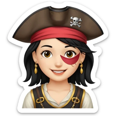 pirate girl with black hair band  sticker