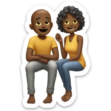 boy enjoying sunny moment with wife sticker