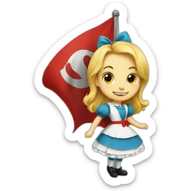 alice in wonderland with turkish flag sticker
