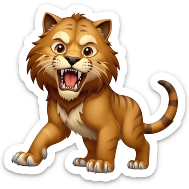 saber-toothed cat with extremely long, exaggerated canine teeth extending far beyond the jaw sticker