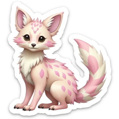Epic Feral Rare Fantasy shiny pastel Vernid-Trico-species by LiLaiRa, random markings, tufted tail, tufted ears, full body sticker